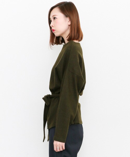 KBF(ケイビーエフ)の「腰部蝴蝶結罩衫(トップス・レディース・灰色/桃紅色/卡其綠色・one)」の8枚目の写真