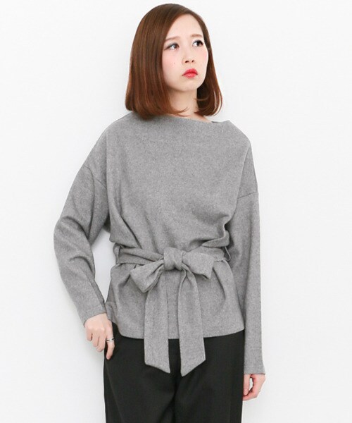 KBF(ケイビーエフ)の「腰部蝴蝶結罩衫(トップス・レディース・灰色/桃紅色/卡其綠色・one)」の4枚目の写真