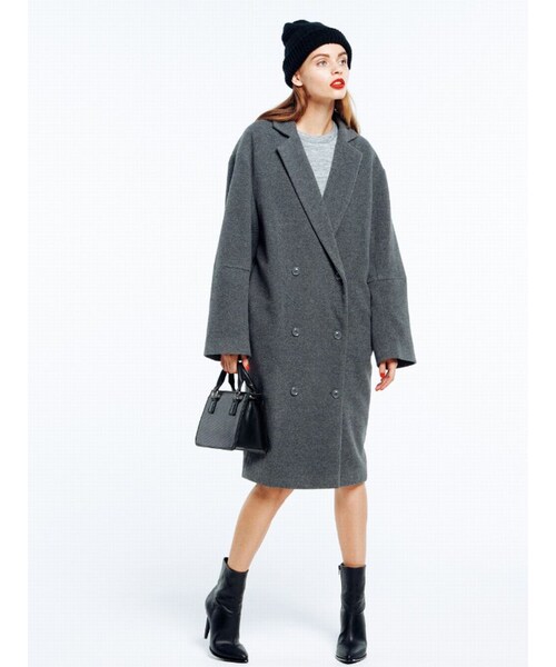 EMODA（エモダ）の「モッサマキシコート（ジャケット/アウター・レディース・グレー/ブラック/ネイビー/ベージュ・F）」の5枚目の写真