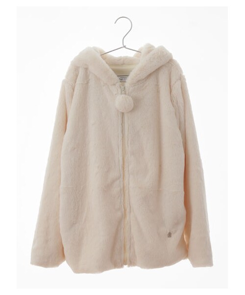 E hyphen world gallery Bon Bon(イーハイフンワールドギャラリーボンボン)の「Rabbit Fur Parka(トップス・オフホワイト/ブラック/ピンク/ベージュ・F)」の1枚目の写真