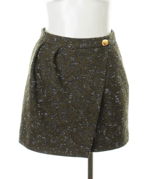 31 Sons de mode（トランテアン　ソン　ドゥ　モード）の「ツイード×レースボンディングラップスカパン（パンツ・レディース・ネイビー/カーキグリーン・36/38）」の2枚目の写真