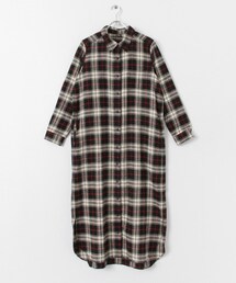 URBAN RESEARCH DOORS | ヘリンボンチェックマキシシャツワンピース(ワンピース/ドレス)