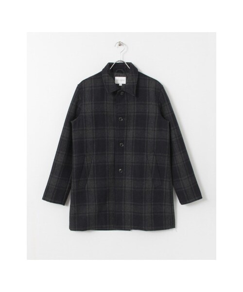 URBAN RESEARCH(アーバンリサーチ)の「フランネルチェックステンカラーコート(ジャケット/アウター・メンズ・Navy/Green・M/L)」の1枚目の写真
