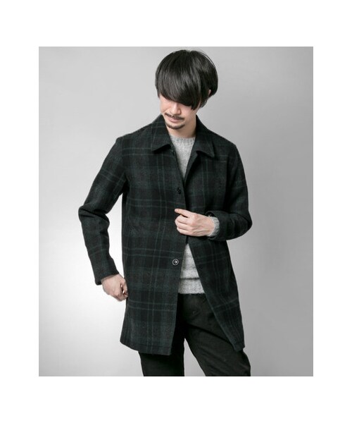 URBAN RESEARCH(アーバンリサーチ)の「フランネルチェックステンカラーコート(ジャケット/アウター・メンズ・Navy/Green・M/L)」の5枚目の写真