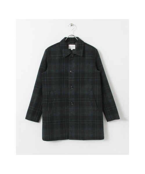 URBAN RESEARCH(アーバンリサーチ)の「フランネルチェックステンカラーコート(ジャケット/アウター・メンズ・Navy/Green・M/L)」の2枚目の写真