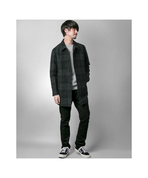 URBAN RESEARCH(アーバンリサーチ)の「フランネルチェックステンカラーコート(ジャケット/アウター・メンズ・Navy/Green・M/L)」の6枚目の写真