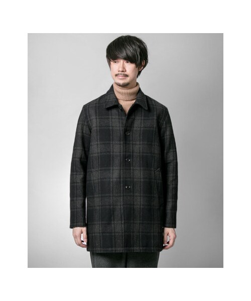 URBAN RESEARCH(アーバンリサーチ)の「フランネルチェックステンカラーコート(ジャケット/アウター・メンズ・Navy/Green・M/L)」の7枚目の写真