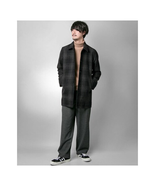 URBAN RESEARCH(アーバンリサーチ)の「フランネルチェックステンカラーコート(ジャケット/アウター・メンズ・Navy/Green・M/L)」の4枚目の写真
