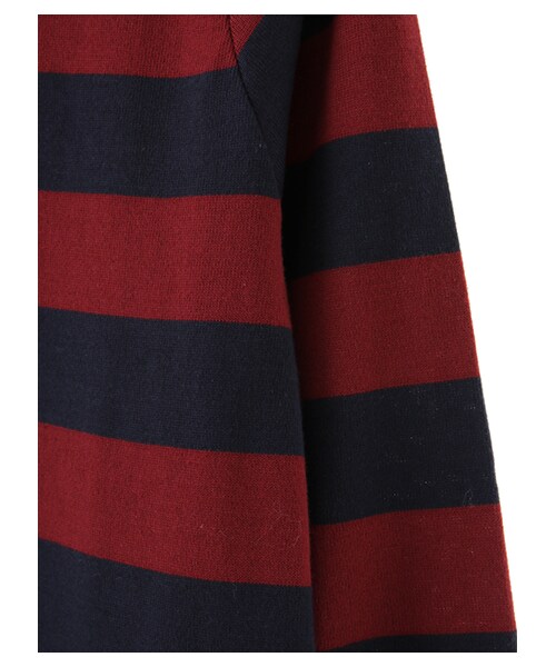 Green Parks(グリーンパークス)の「・Uビッグボーダーポンチプルオーバー(トップス・アイボリー/ブラック/ボルドー・F)」の7枚目の写真