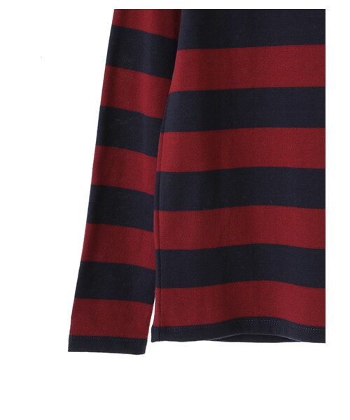 Green Parks(グリーンパークス)の「・Uビッグボーダーポンチプルオーバー(トップス・アイボリー/ブラック/ボルドー・F)」の6枚目の写真