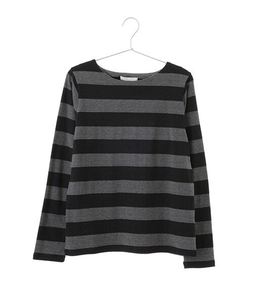 Green Parks(グリーンパークス)の「・Uビッグボーダーポンチプルオーバー(トップス・アイボリー/ブラック/ボルドー・F)」の2枚目の写真