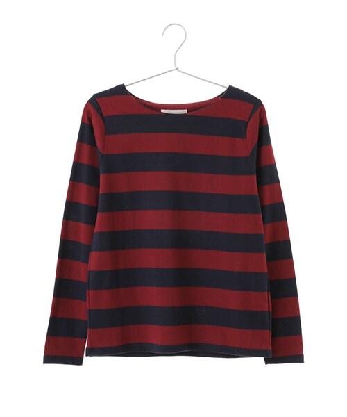 Green Parks(グリーンパークス)の「・Uビッグボーダーポンチプルオーバー(トップス・アイボリー/ブラック/ボルドー・F)」の4枚目の写真