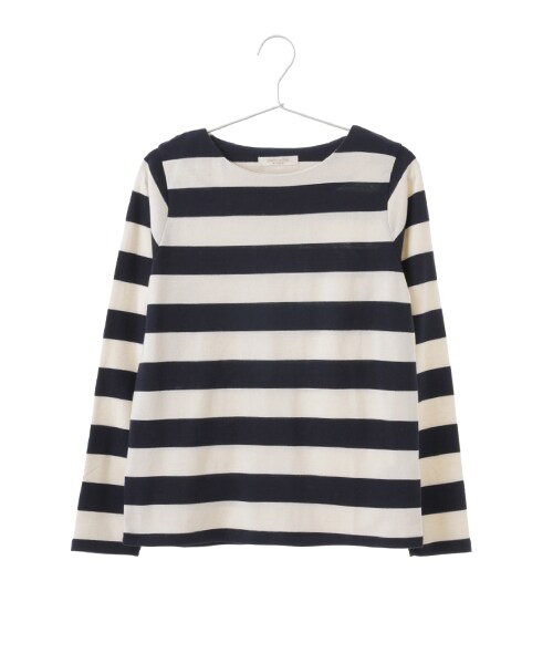 Green Parks(グリーンパークス)の「・Uビッグボーダーポンチプルオーバー(トップス・アイボリー/ブラック/ボルドー・F)」の1枚目の写真