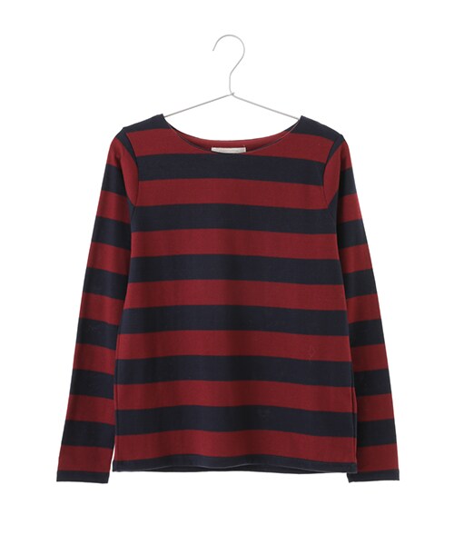 Green Parks(グリーンパークス)の「・Uビッグボーダーポンチプルオーバー(トップス・アイボリー/ブラック/ボルドー・F)」の3枚目の写真