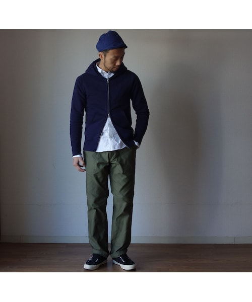 BARNS（バーンズ）の「【完売御礼】Barns Outfitters バーンズアウトフィッターズ BR-4931 吊り編み裏毛ジップパーカー NVY ネイビー（パーカー・メンズ・その他）」の3枚目の写真