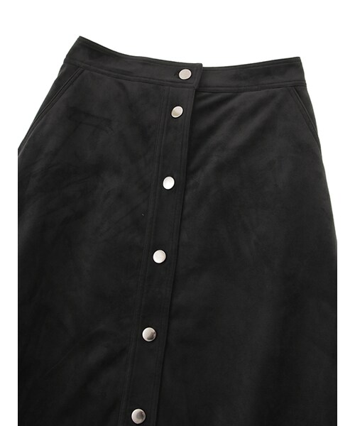 w closet（ダブルクローゼット）の「裏地付スエード調前開きスカート（スカート・レディース・ブラウン/ブラック・FREE）」の6枚目の写真