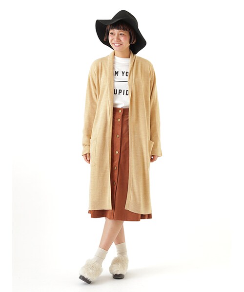 w closet（ダブルクローゼット）の「裏地付スエード調前開きスカート（スカート・レディース・ブラウン/ブラック・FREE）」の12枚目の写真