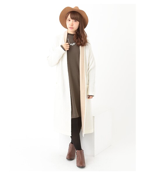 earth music&ecology(アースミュージックアンドエコロジー)の「ウール混ポンチハイネックワンピース(ワンピース/ドレス・杢グレー/キャメル/カーキ/ネイビー・F)」の10枚目の写真