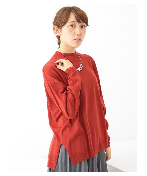 earth music&ecology(アースミュージックアンドエコロジー)の「<WEB限定大きな・小さなサイズ>ドロップショルダーハイネックニット(トップス・アイボリー/杢ライトグレー/ブラック/レッド/ネイビー/ダークグリーン・XS/L)」の7枚目の写真