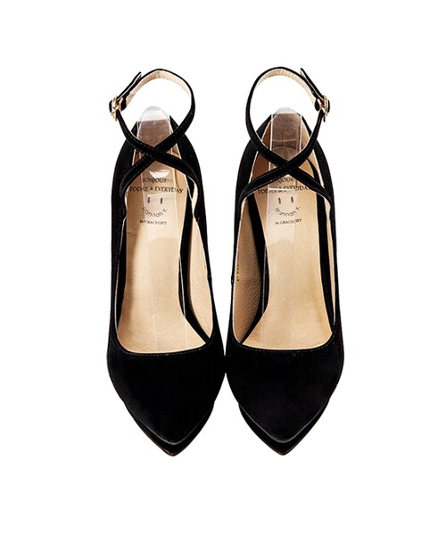 gracegift(グレースギフト)の「聯名交叉繞踝防水台跟鞋(シューズ・レディース・黑/黑(他料)・35/36/37/38/39/40/41)」の3枚目の写真