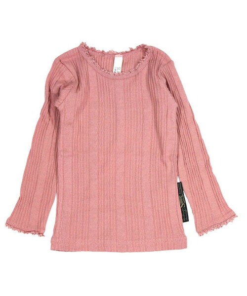 apres les cours（アプレレクール）の「テレコ長袖Tシャツ（トップス・キッズ・ベージュ/グレー/アイボリー/カーキ/ネイビーブルー/ピンク・80/90/95/100/110/120/130/140）」の6枚目の写真