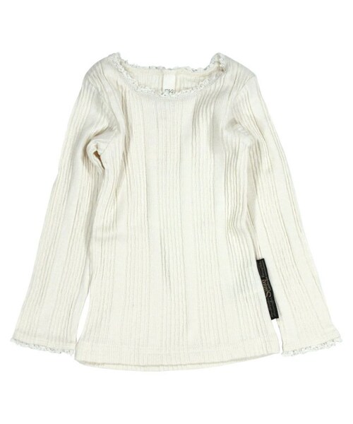 apres les cours（アプレレクール）の「テレコ長袖Tシャツ（トップス・キッズ・ベージュ/グレー/アイボリー/カーキ/ネイビーブルー/ピンク・80/90/95/100/110/120/130/140）」の9枚目の写真