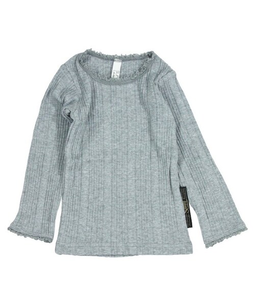 apres les cours（アプレレクール）の「テレコ長袖Tシャツ（トップス・キッズ・ベージュ/グレー/アイボリー/カーキ/ネイビーブルー/ピンク・80/90/95/100/110/120/130/140）」の8枚目の写真