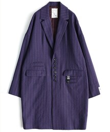 SHAREEF | STRIPE LINEN CHESTER COAT BLK 3月入荷予定(その他)
