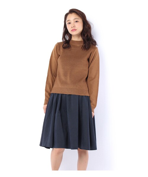 PAGEBOY（ページボーイ）の「アクリルニット×起毛スカートセット（ワンピース/ドレス・レディース・グレー/ブラウン/キャメル）」の3枚目の写真