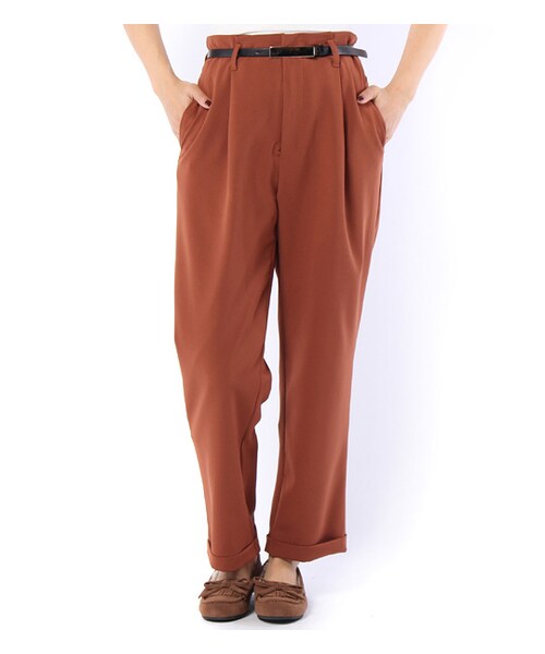 PAGEBOY（ページボーイ）の「ベルト付タックテーパードパンツ（パンツ・レディース・ブラック/オレンジ/ネイビー）」の3枚目の写真