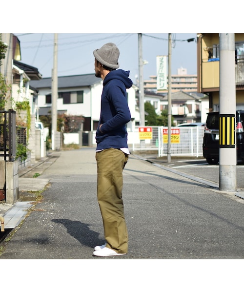 BARNS（バーンズ）の「Barns Outfitters   BR-4932 TURIAMI PULL PARKER NVY バーンズアウトフィッターズ 吊り編み裏毛プルオーバー パーカー ネイビー（パーカー・メンズ・その他）」の5枚目の写真