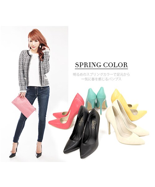 MOERY（モエリー）の「ポインテッドトゥパンプス（パンプス・レディース・ブラック/グリーン/ベージュ/イエロー/ピンク・S(22.5cm相当)/M(23.5cm相当)/L(24.5cm相当)/M(約23.5～24cm)/L(約24.5～25cm)）」の7枚目の写真