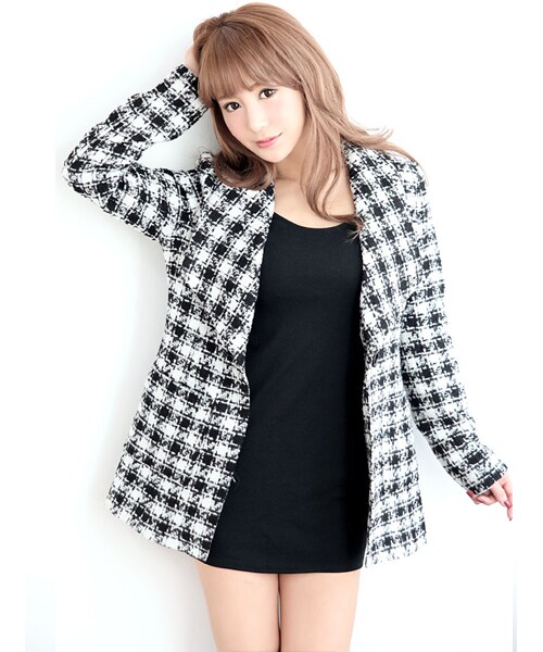 Rocotta by MOERY（ロコッタ）の「ツイードミディアム丈コート（ダウンジャケット/コート・レディース・ホワイト×ブラック/グレー×ブラック・FREE）」の6枚目の写真