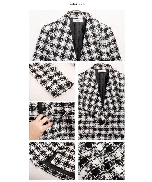 Rocotta by MOERY（ロコッタ）の「ツイードミディアム丈コート（ダウンジャケット/コート・レディース・ホワイト×ブラック/グレー×ブラック・FREE）」の15枚目の写真