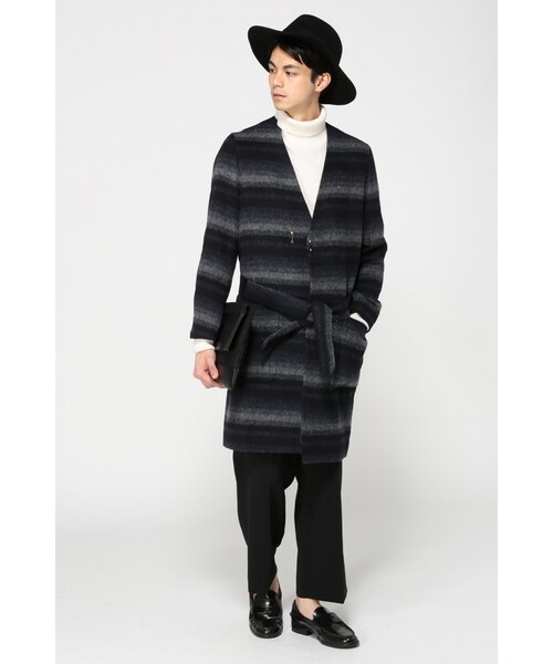 417 EDIFICE（フォーワンセブンエディフィス）の「シャギーオンブレーノーカラーコート（ジャケット/アウター・メンズ・グレー/ネイビー・S/M/L）」の4枚目の写真