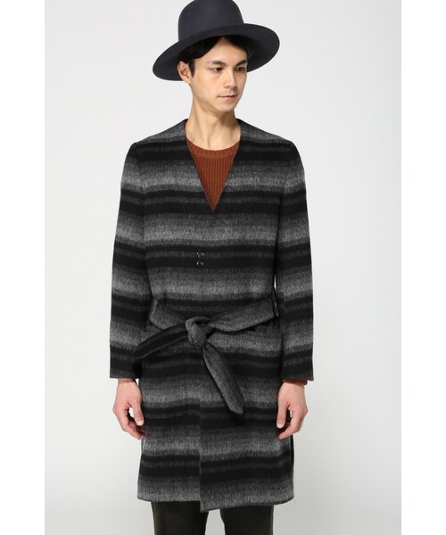 417 EDIFICE（フォーワンセブンエディフィス）の「シャギーオンブレーノーカラーコート（ジャケット/アウター・メンズ・グレー/ネイビー・S/M/L）」の5枚目の写真