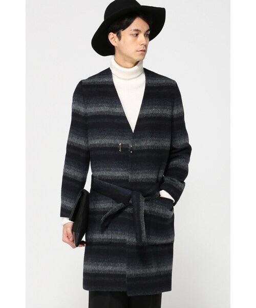 417 EDIFICE（フォーワンセブンエディフィス）の「シャギーオンブレーノーカラーコート（ジャケット/アウター・メンズ・グレー/ネイビー・S/M/L）」の2枚目の写真