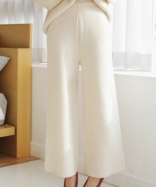 DHOLIC（ディーホリック）の「アンゴラ混ハイウエストニットワイドパンツ（その他パンツ・レディース・ブラウン/ブラックグレー/ライトベージュ・FREE）」の3枚目の写真