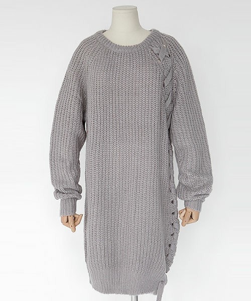 DHOLIC（ディーホリック）の「レースアップラグランワンピース（ワンピース・レディース・アイボリー/グレー/ブラック・FREE）」の3枚目の写真