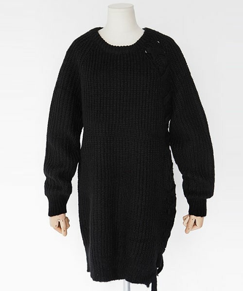 DHOLIC（ディーホリック）の「レースアップラグランワンピース（ワンピース・レディース・アイボリー/グレー/ブラック・FREE）」の2枚目の写真