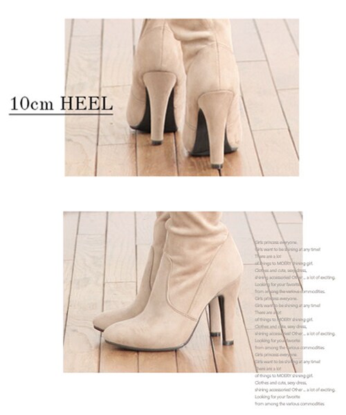 MOERY（モエリー）の「調節リボン付きニーハイブーツ（ブーツ・レディース・キャメル/ブラック/グレージュ・S(約22.5～23cm)/M(23.5～24cm)/M(約23.5～24cm)/L(約24.5～25cm)）」の15枚目の写真