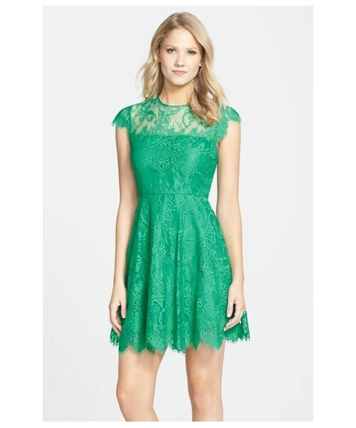 BB Dakota（ビービーダコタ）の「BB Dakota 'Rhianna' Illusion Yoke Lace Fit & Flare Dress (Nordstrom Exclusive)（ワンピース・レディース・Black/Purple/Red/Pink/White/Green/Blue/Verde・0/2/4/6/8/10/12）」の3枚目の写真