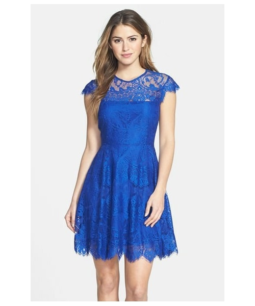 BB Dakota（ビービーダコタ）の「BB Dakota 'Rhianna' Illusion Yoke Lace Fit & Flare Dress (Nordstrom Exclusive)（ワンピース・レディース・Black/Purple/Red/Pink/White/Green/Blue/Verde・0/2/4/6/8/10/12）」の4枚目の写真