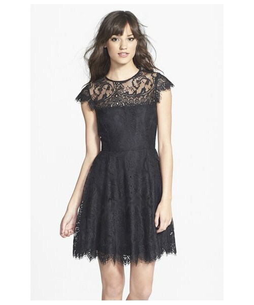 BB Dakota（ビービーダコタ）の「BB Dakota 'Rhianna' Illusion Yoke Lace Fit & Flare Dress (Nordstrom Exclusive)（ワンピース・レディース・Black/Purple/Red/Pink/White/Green/Blue/Verde・0/2/4/6/8/10/12）」の2枚目の写真