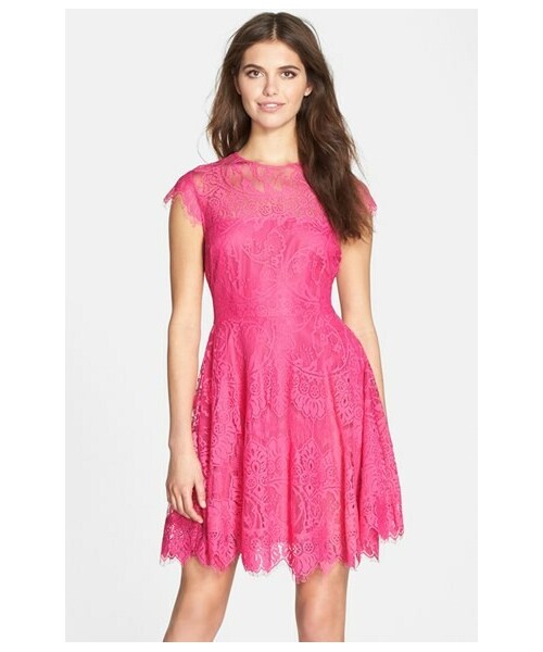 BB Dakota（ビービーダコタ）の「BB Dakota 'Rhianna' Illusion Yoke Lace Fit & Flare Dress (Nordstrom Exclusive)（ワンピース・レディース・Black/Purple/Red/Pink/White/Green/Blue/Verde・0/2/4/6/8/10/12）」の6枚目の写真