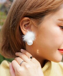 DHOLIC | フェイクパール&ファーピアス(ピアス(両耳用))