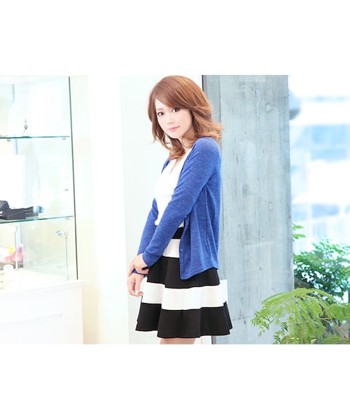 Rocotta by MOERY（ロコッタ）の「太ボーダーフレアスカート（スカート・レディース・ホワイト×ブラック・S/M）」の6枚目の写真