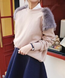 DHOLIC | 裏起毛ショルダーファーポイントプルオーバー(スウェット)