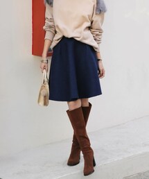 DHOLIC | Aラインネオプレーンフレアスカート(スカート)