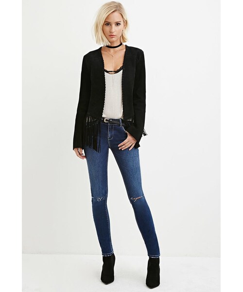 FOREVER 21(フォーエバー トゥエンティーワン)の「FOREVER 21 Distressed Skinny Jeans(デニムパンツ・レディース・Blue・24/25/26/27/28/29/30/31)」の1枚目の写真